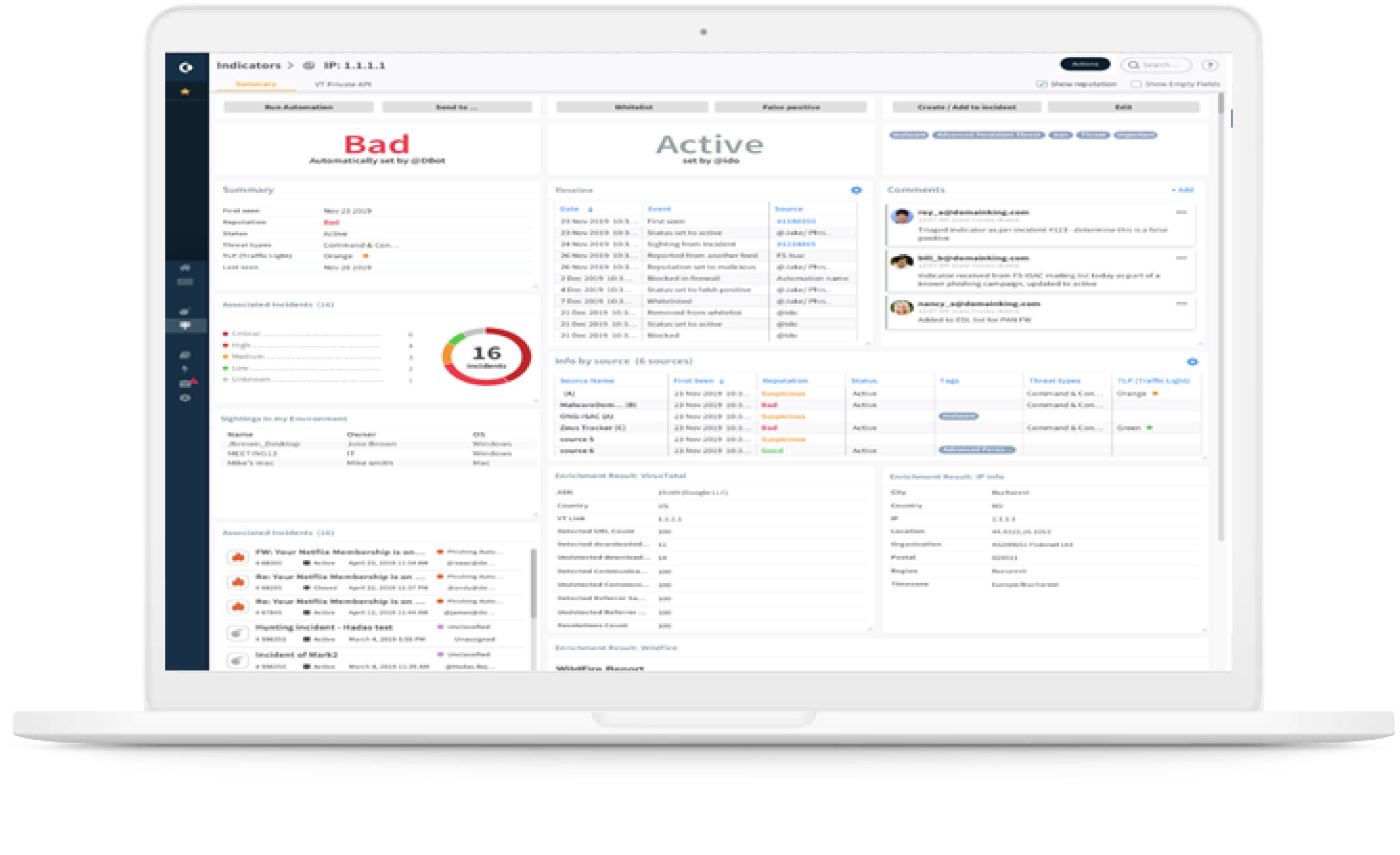 Informações sobre ameaças para incidentes