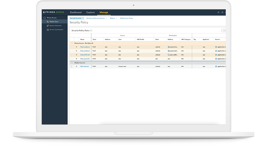 A SSE usa o FWaaS para agregar o tráfego de várias fontes, seja no local ou na nuvem.