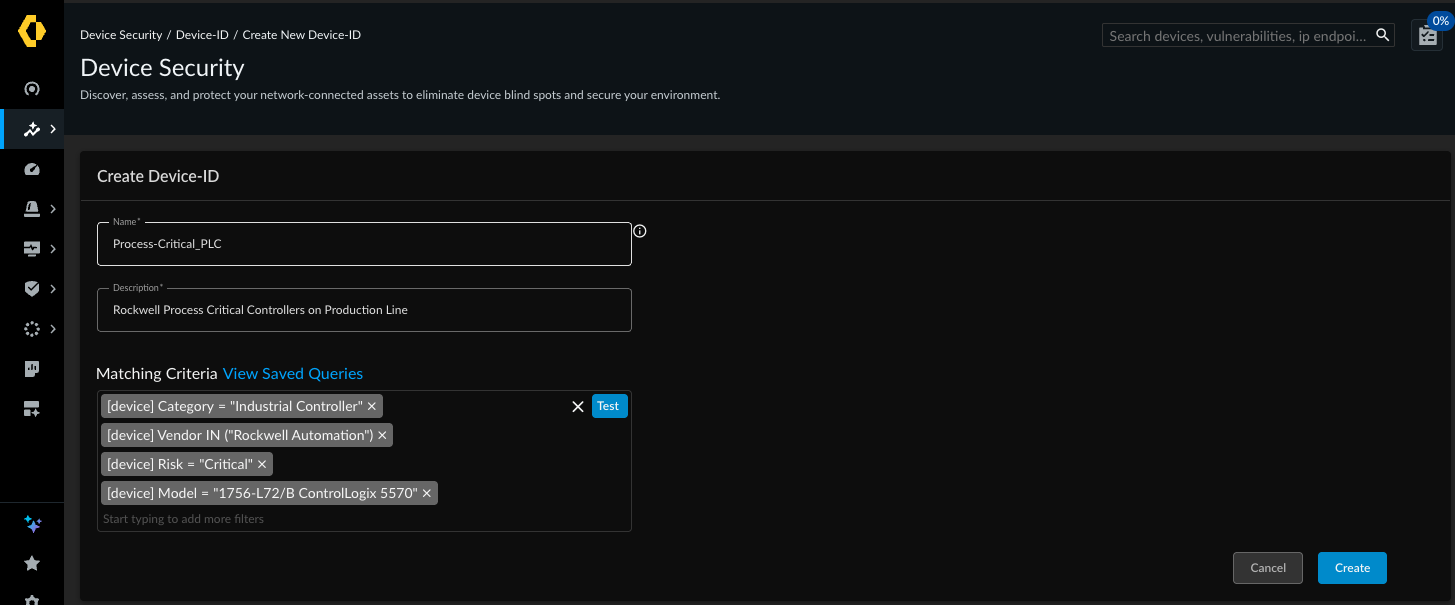 ID do dispositivo avançado de TO