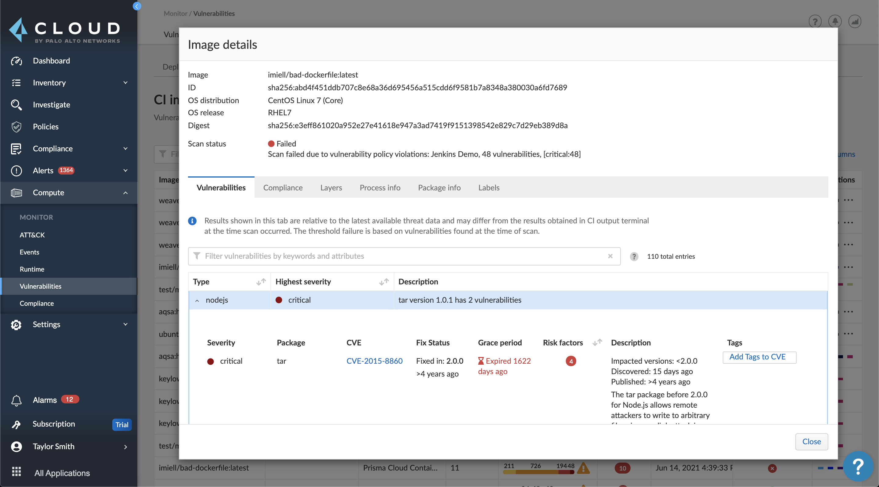 Varredura de imagem de contêiner