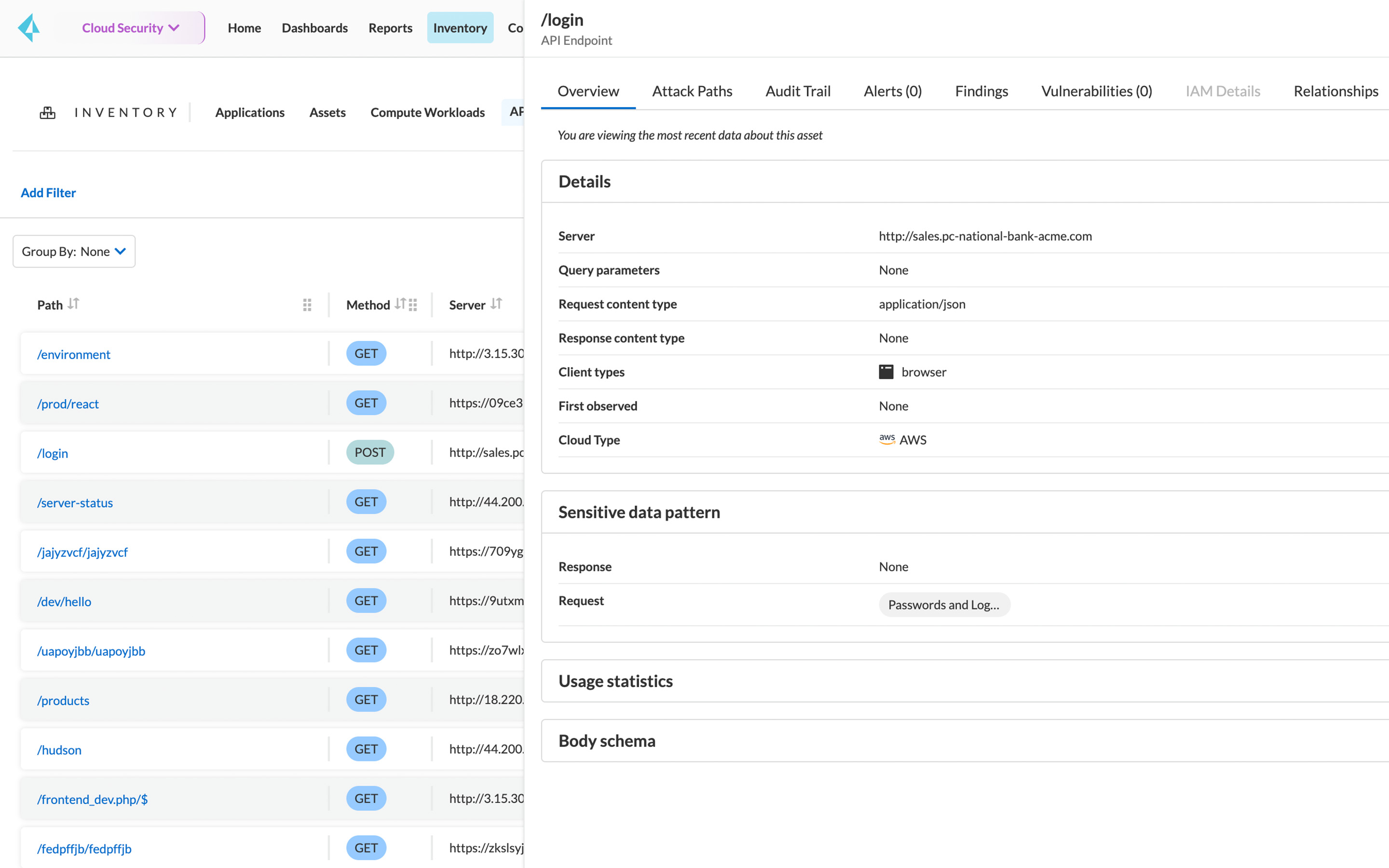 Perfis de risco de API