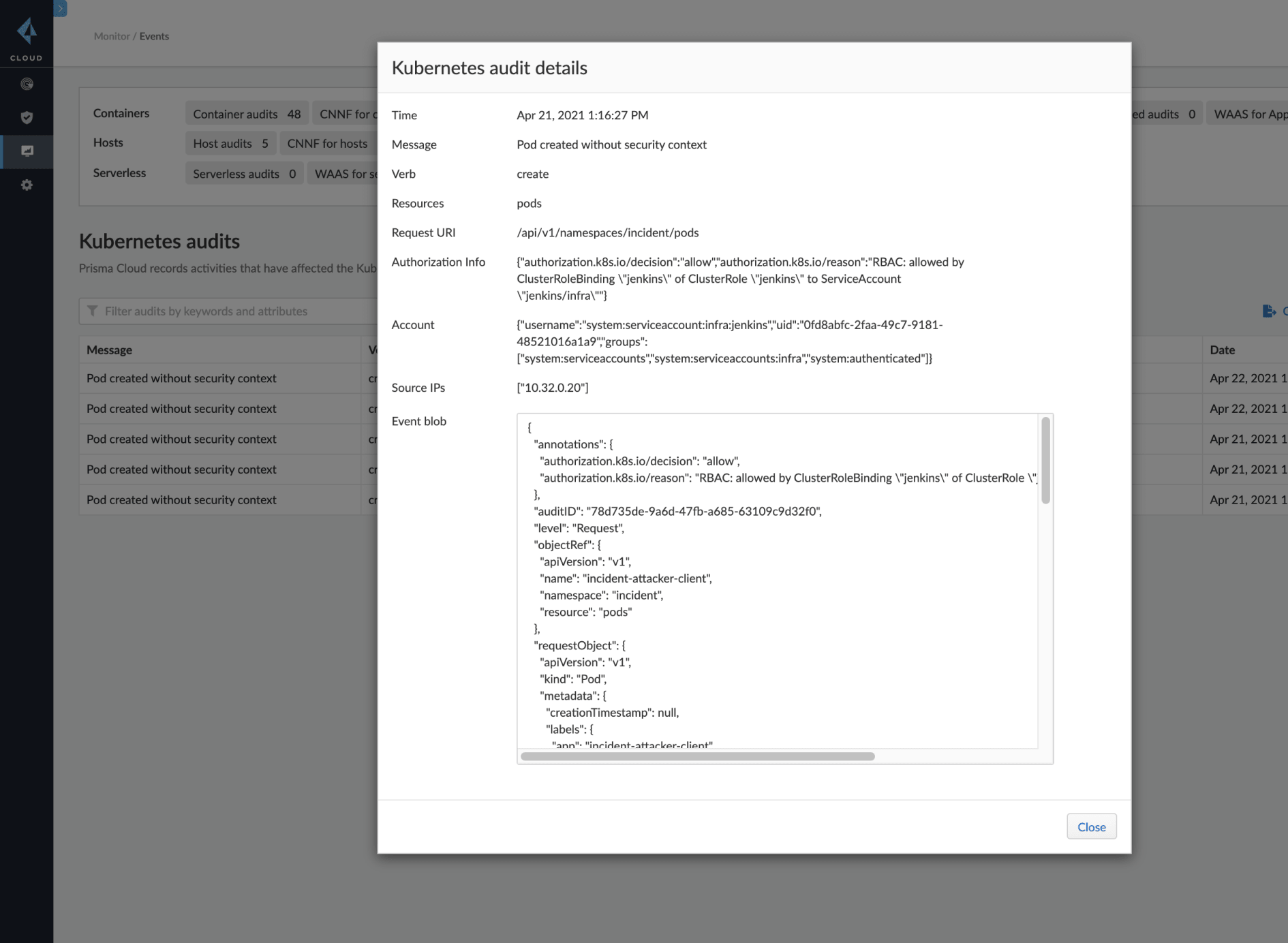 Controle de acesso a contêiner
