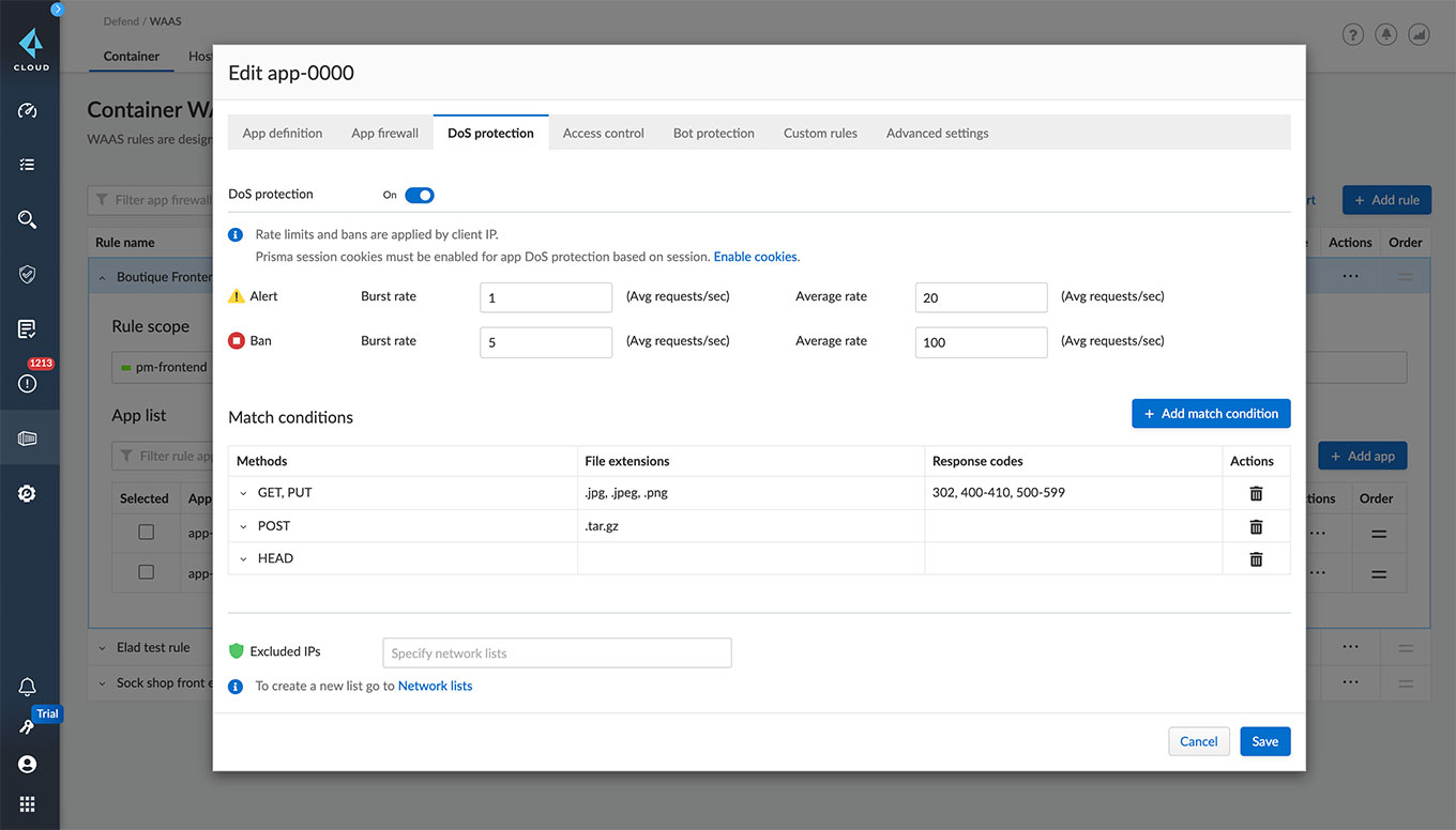 Imagens de proteção DoS de aplicativos