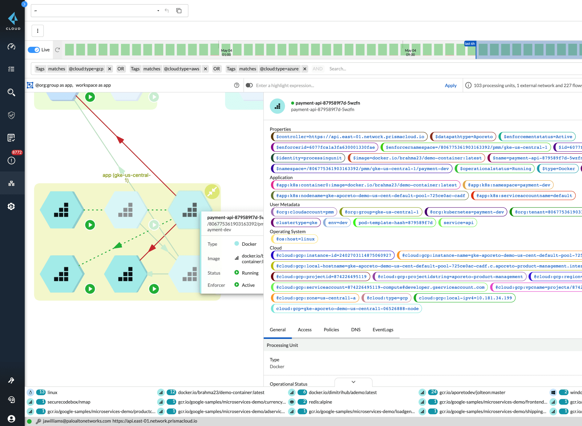 Captura de tela de identidades de cargas de trabalho