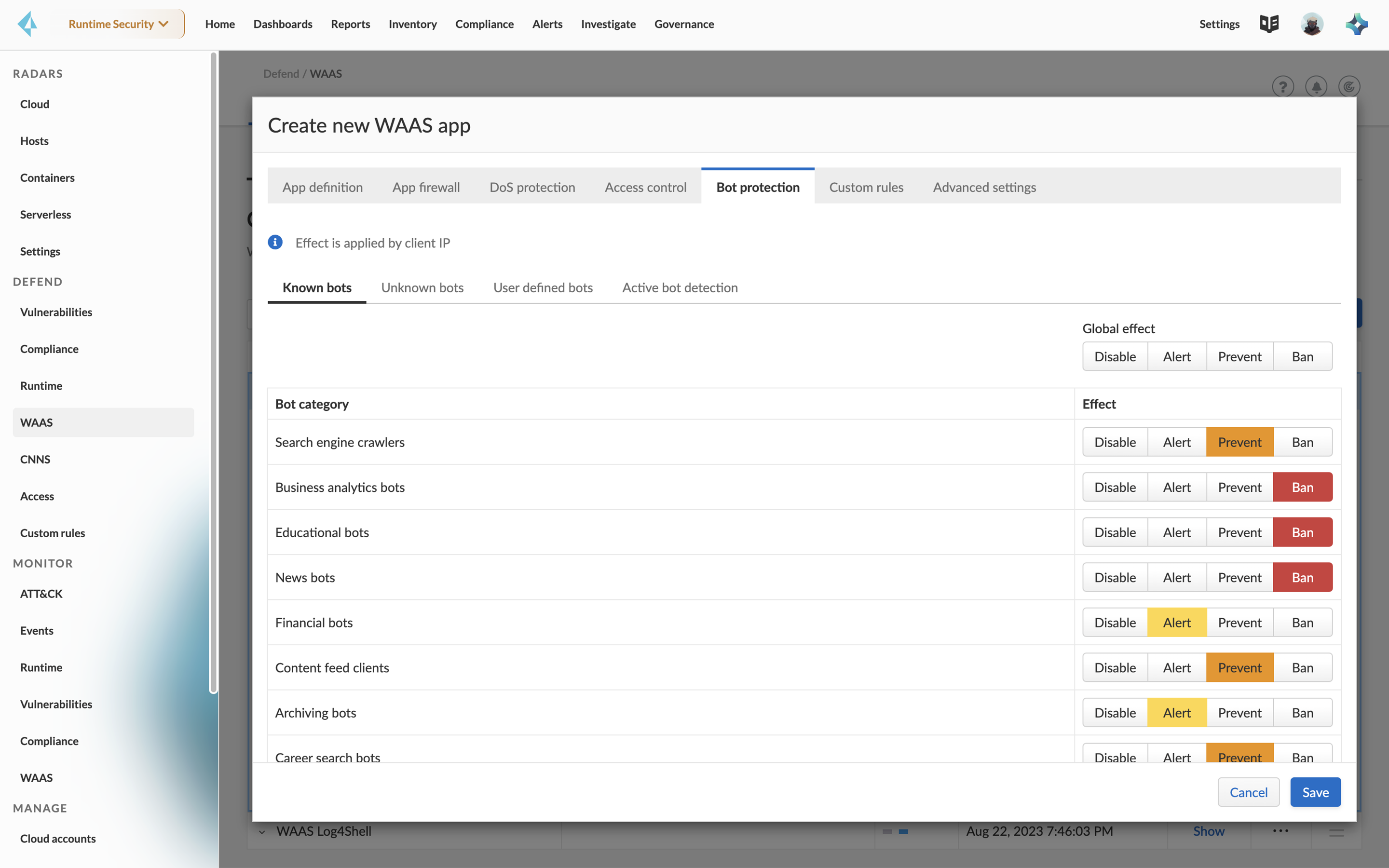 Gerenciamento de riscos de bot