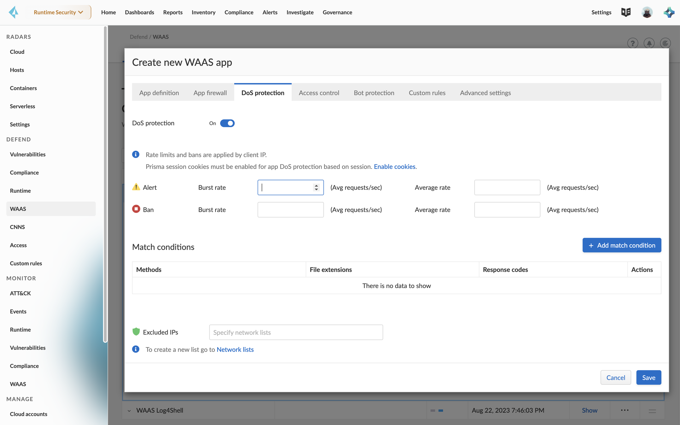 Proteção contra rejeição de serviço