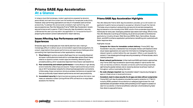 Aceleração do aplicativo Prisma SASE